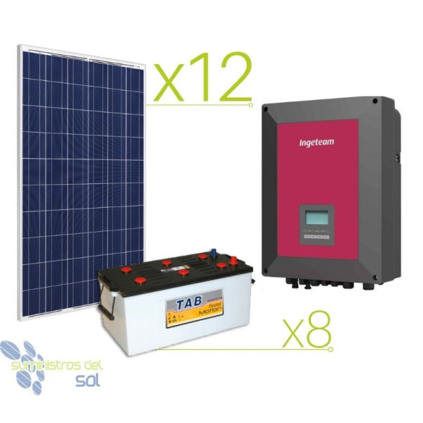 Kit solar 20160Wh com 8 baterias monobloco de ciclo profundo de 250Ah
