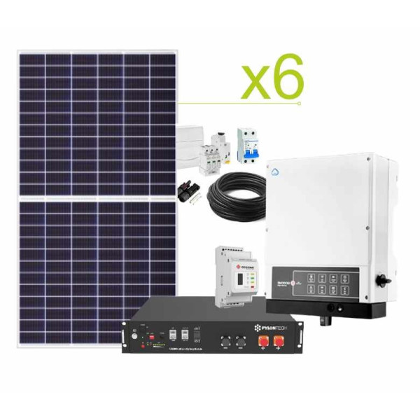Solar Kit Autoconsumption Goodwe 17,280Wh/day and lithium battery Pylontech from 4.8kWh to 14.4kWh
