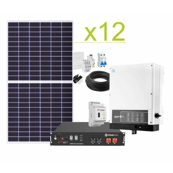 Kit Solar Autoconsumo Goodwe 34.560Wh/día y batería litio Pylontech de 4.8kWh a 14.4kWh