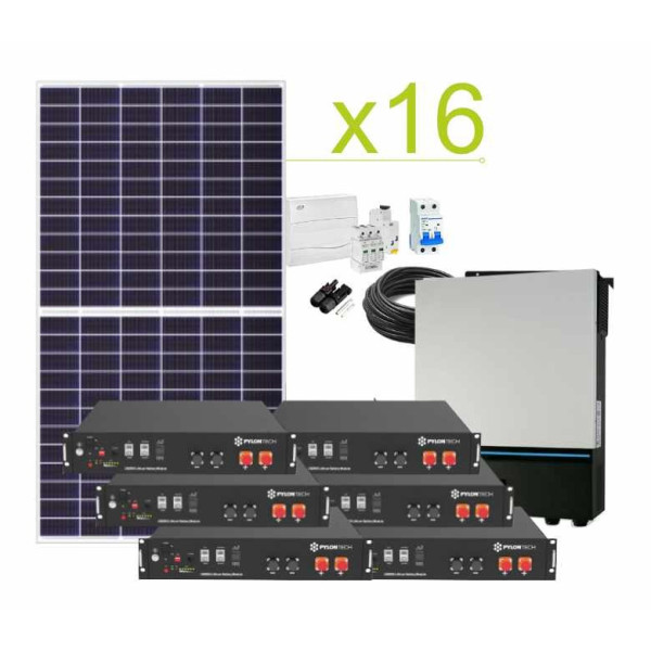 Kit Solar Isolado 46.080Wh/dia e bateria de lítio de 14,4kWh - Voltronic Axpert MAX 7K-48