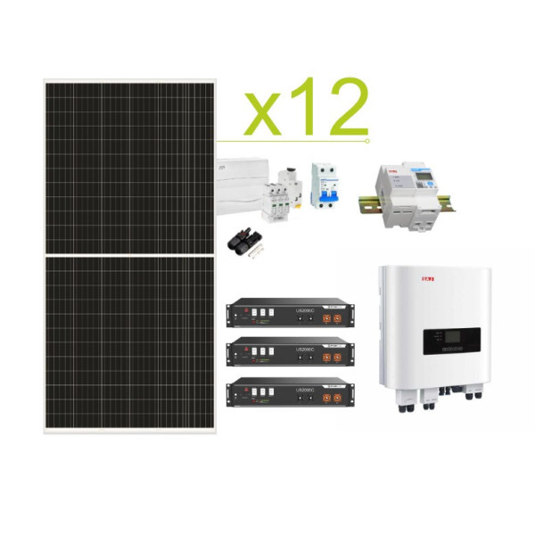 Kit Solar Autoconsumo SAJ 34.560Wh/día Y Batería de Litio Pylontech US3000C