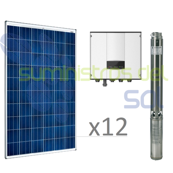 Kit de bombeamento solar 3CV para 22.000 litros/dia e máx. 110m