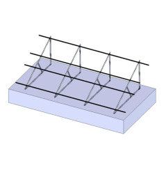 Double inclined support for panels on flat roof 2x13 panels