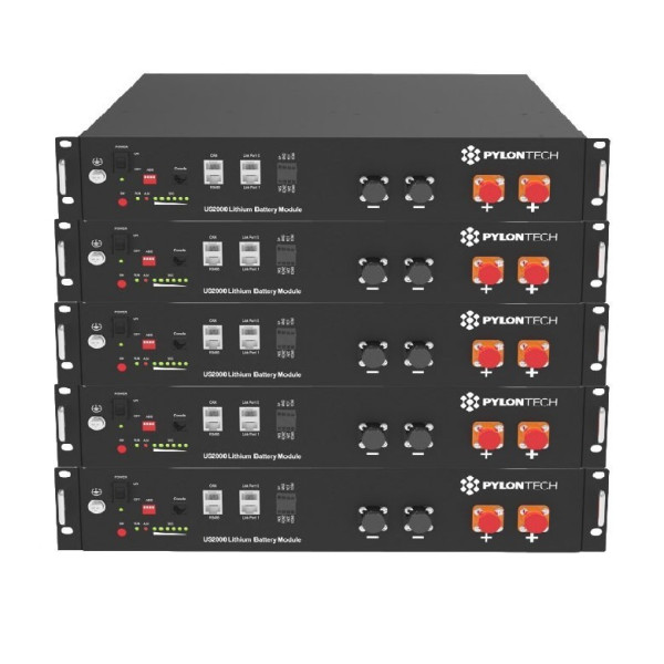 Pack 5 Baterías Pylontech US2000C 12kWh 48V
