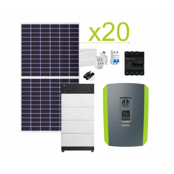 Triphasic Solar AutoConsumption Kit Kostal PIKO 57,600Wh/day and lithium battery 11,0kWh at 22.1kWh
