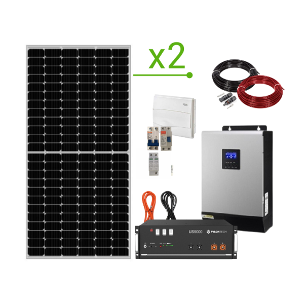 Kit Solar Isolado 5.760Wh/dia e bateria de lítio de 2,4 kWh - Voltronic Axpert MKS 3K-48