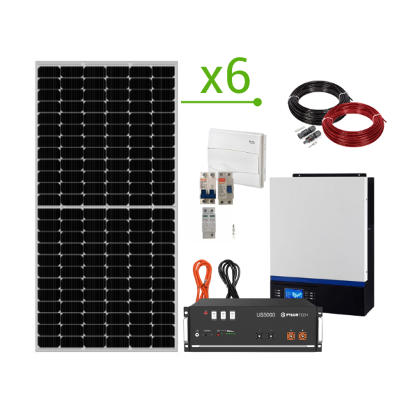 Kit Solar Isolado 17.280 Wh/day e bateria de lítio 4,8k Wh - Voltronic Axpert VMIII 5K-48