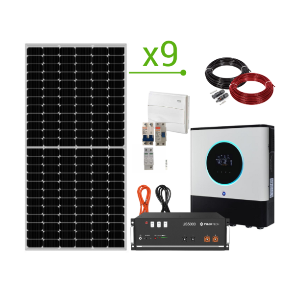 Kit Solar Isolado 25.920Wh/dia e bateria de lítio de 9,6Wh - Voltronic Axpert MAX II 8K-48