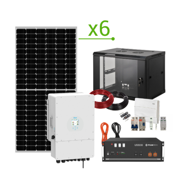 Solar kit 17,280Wh/day and lithium battery 4.8kWh - Deye 3.6kW SUN-3.6K-SG05LP1-EU