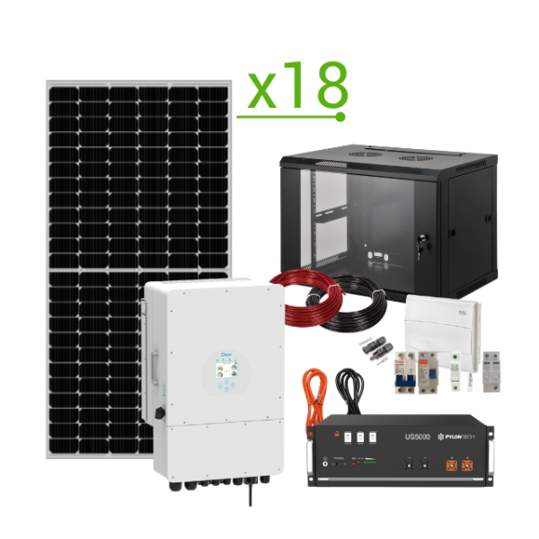 Solar kit 51,840Wh/day and lithium battery 4.8kWh - Deye 8kW SUN-8K-SG05LP1-EU