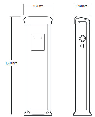 Dimensiones poste de recarga Circutor Urban